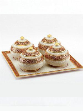 Marble Dry Fruits Tray Set In Lohit