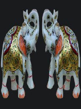 Marble Elephent Pair In Lohit