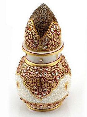 Marble Gold Embossed Kalash With Narial In Bijapur
