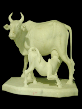 Marble Cow With Calf In Bijapur