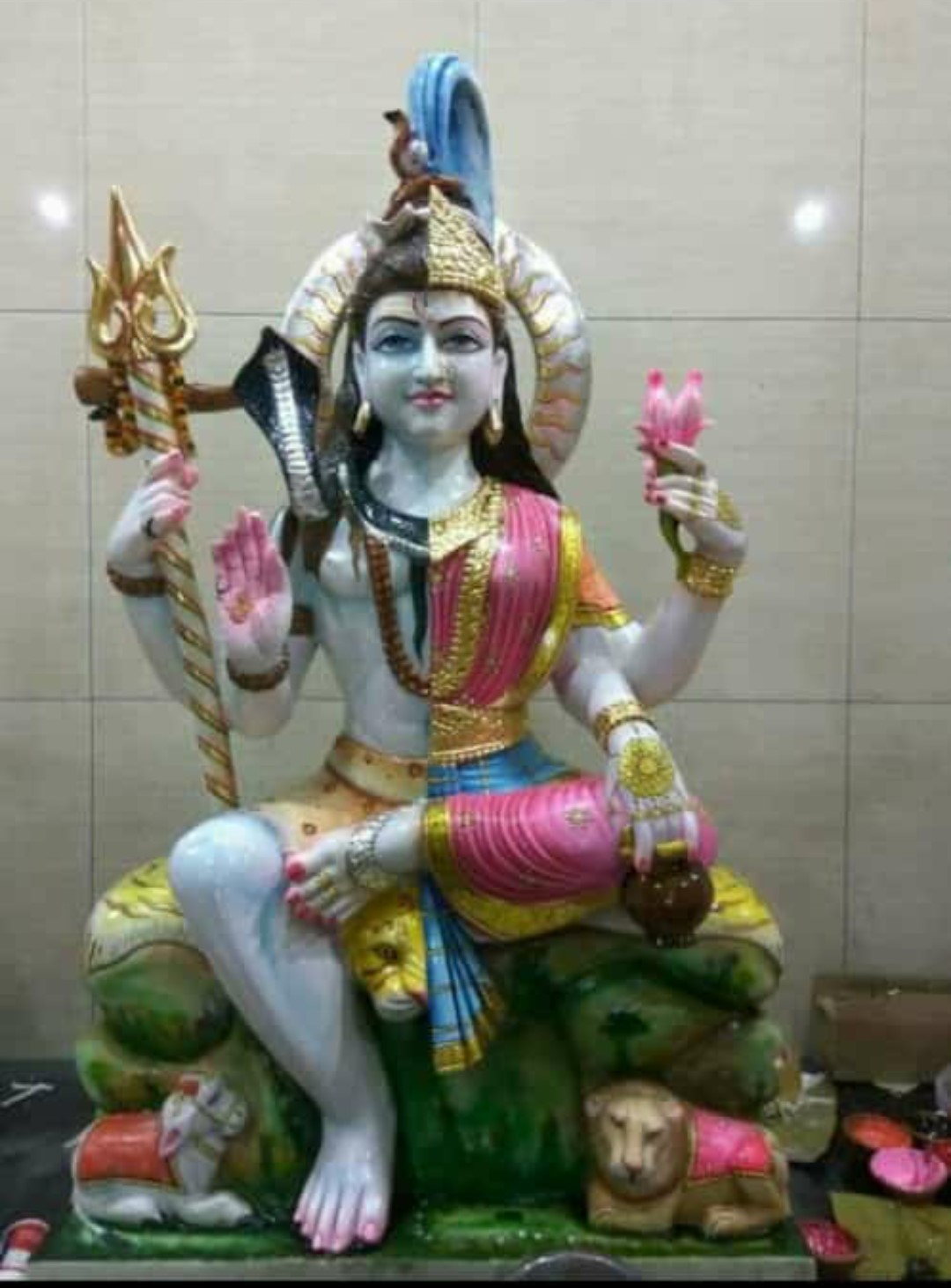  Marble Ardhnariswar Statue In Lohit