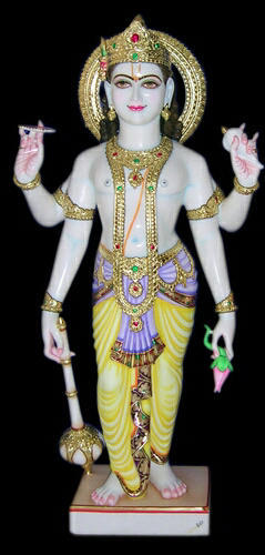 Marble God Vishnu Murti In Bijapur