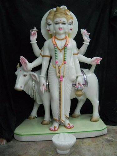 White Marble Dattatreya Statue In Lohit