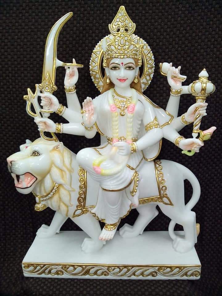 White Marble Durga Mata In Lohit