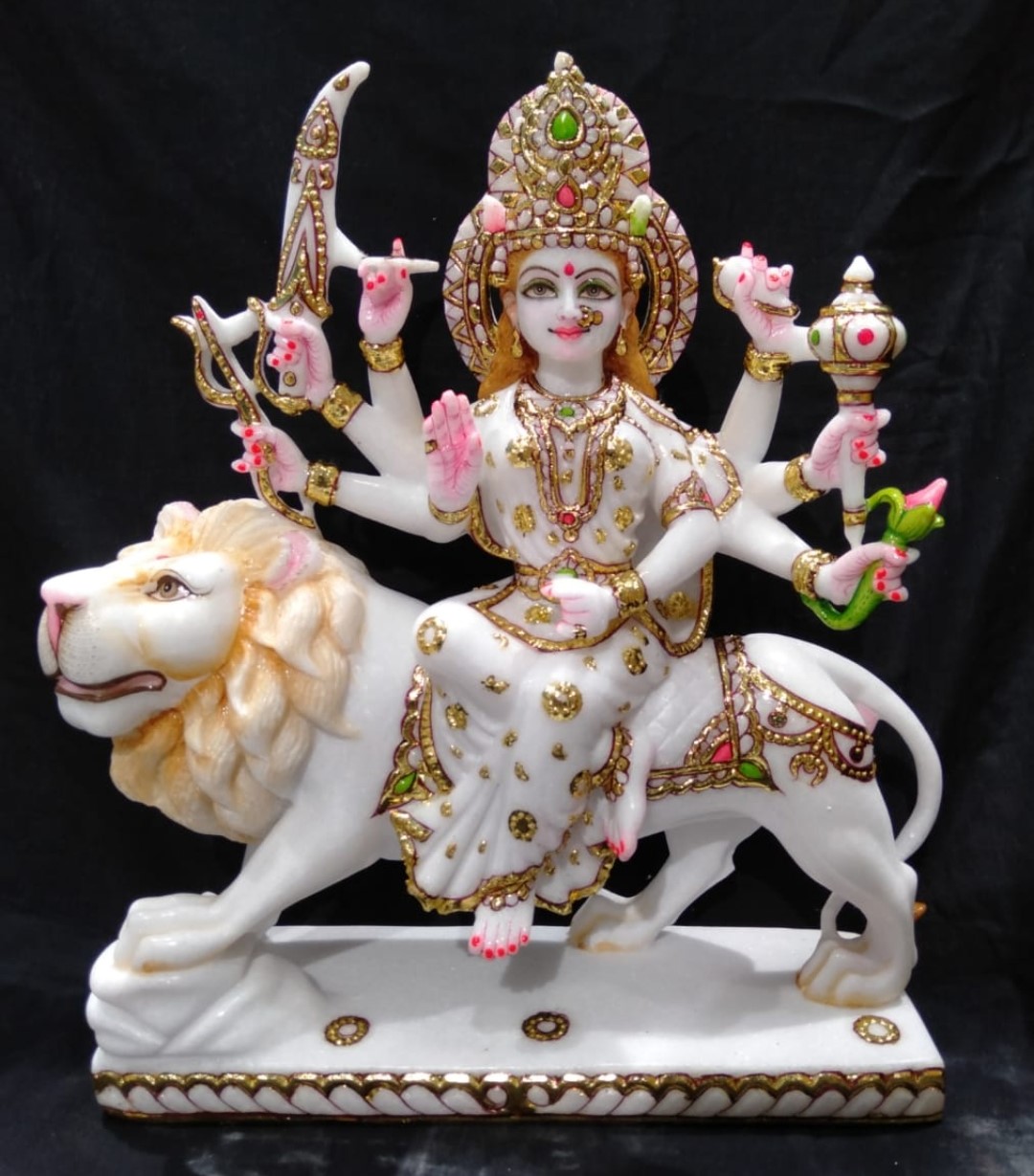 White Marble Durga Mata Murti In Lohit