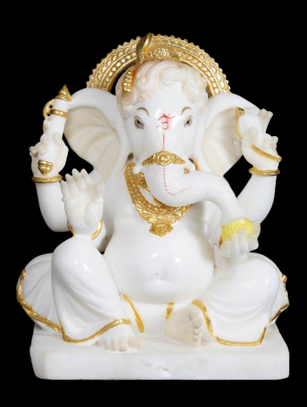 White Marble Ganesh In Lohit