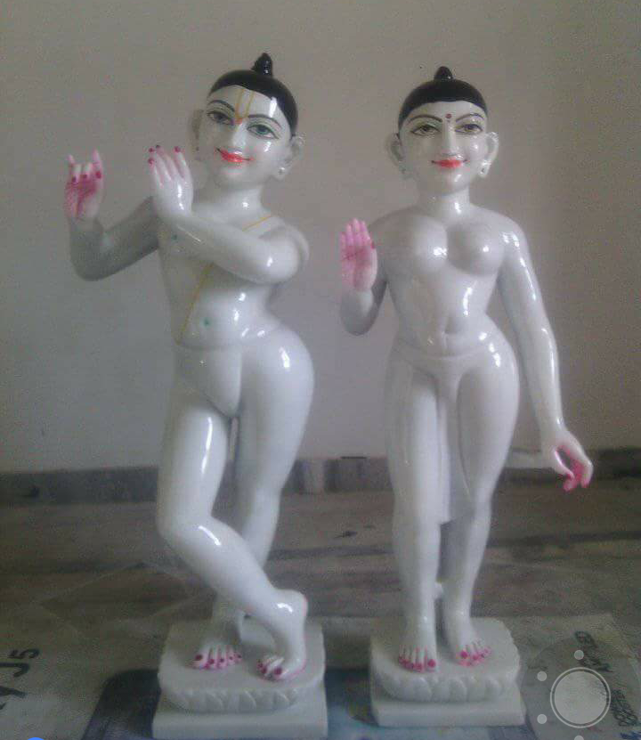 White Marble Radha Krishna In Lohit