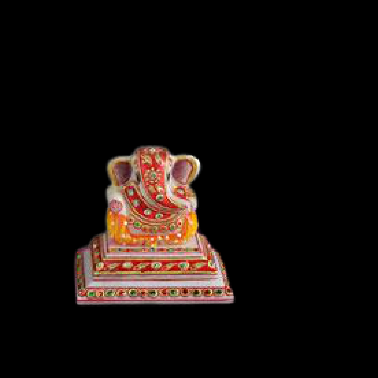 Marble Car Dashboard Ganesh In Lohit